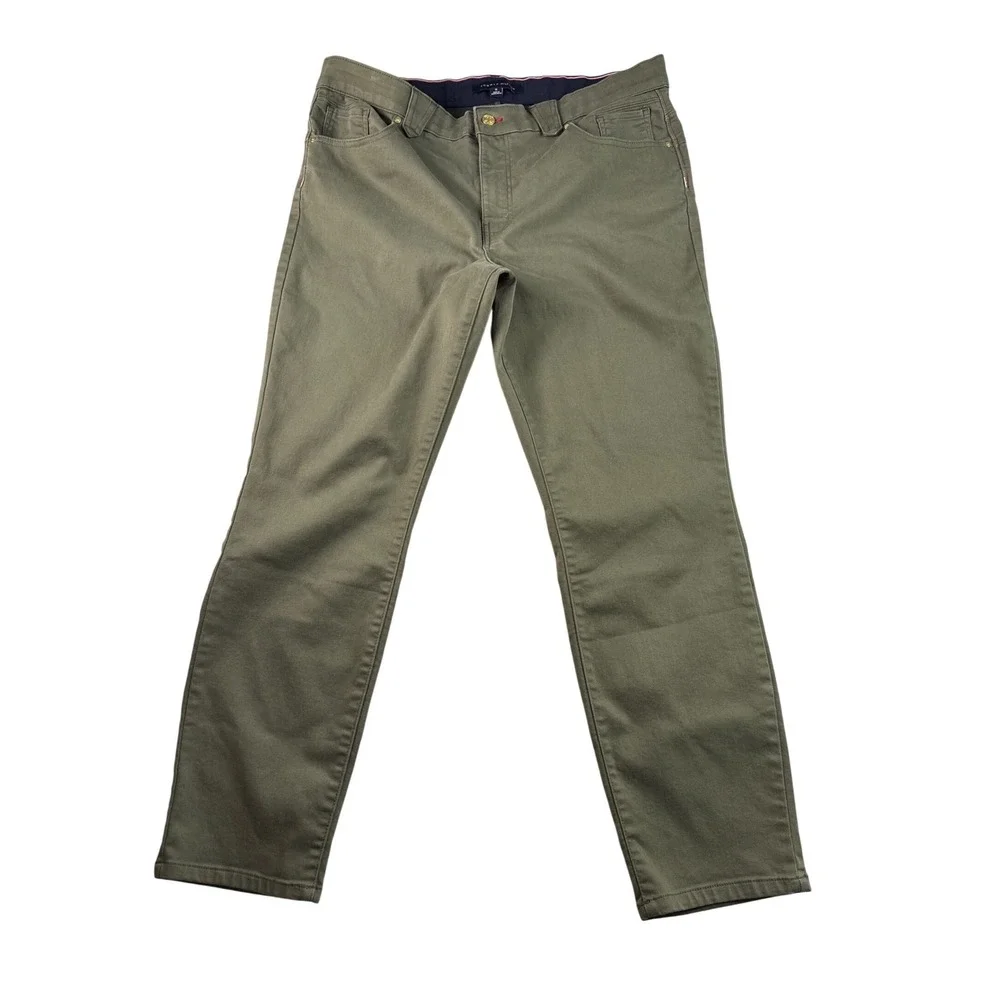 Tommy Hilfiger Men Olive‎ Green Chino Pants Slim Fit Casual Comfort Size 34x32